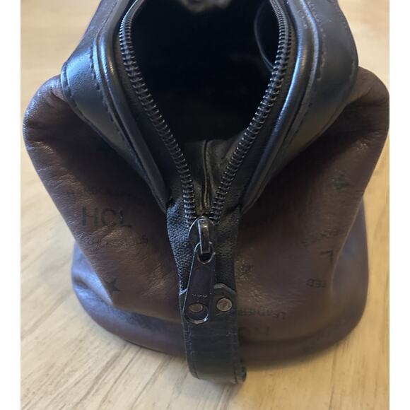 Vintage HCL Mens Toiletry Handcrafted Leather Monogram Travel Bag Shave Kit RARE - Picture 2 of 16